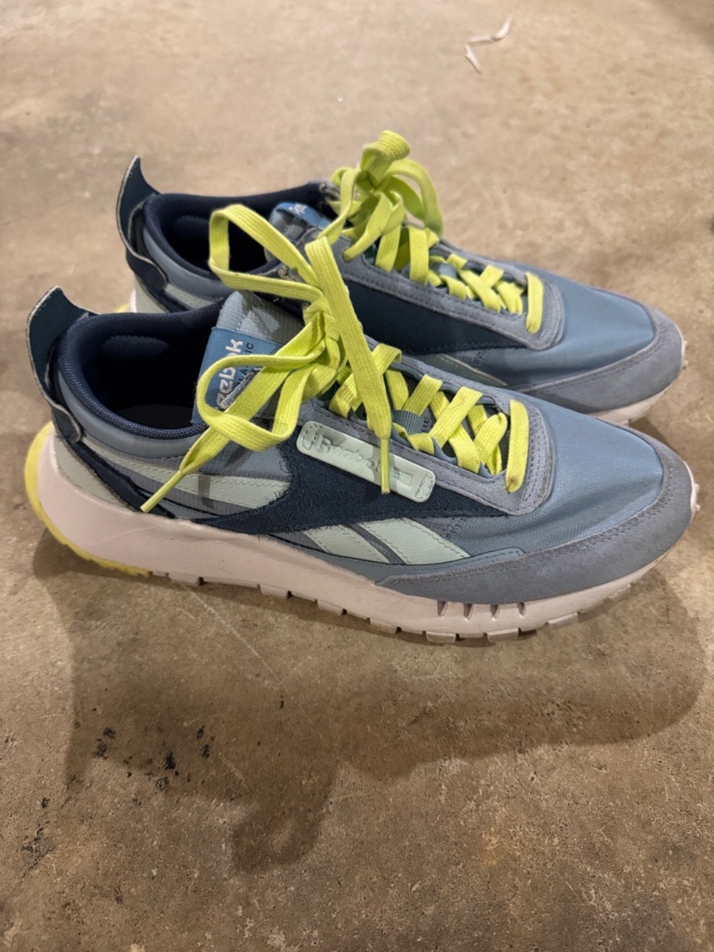 Reebok Light Blue and Neon Yellow Athletic Sneakers